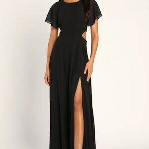 Lulus Garden Bliss Black Cutout Maxi Dress - Size M  ***NEW WITH TAGS NEVER WORN
